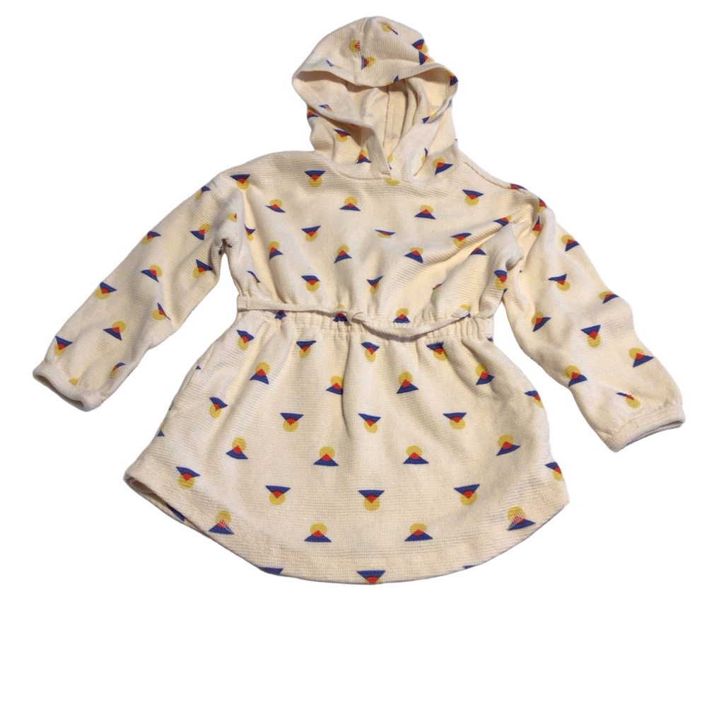 Hanna Andersson Cream waffle Hoodie with Colorful Pattern sz 4